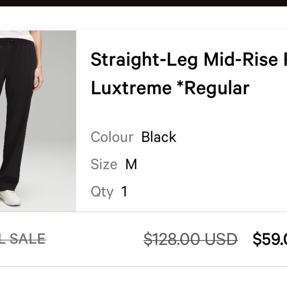 lululemon athletica Black Straight-Leg Pants